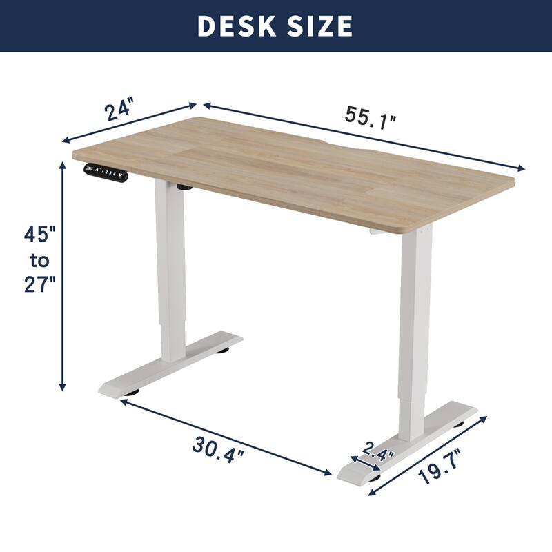 Rossetta 55" Electric Height Adjustable Standing Desk with Double Beam Single Motor