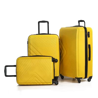 3 Piece Luggage Sets ABS Lightweight Suitcase with Two Hooks, Spinner Wheels, TSA Lock, (20/24/28)