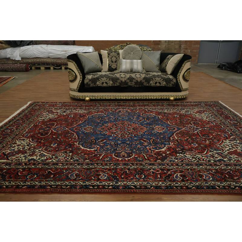 Hand Knotted Oriental 100% Wool Carpet Traditional Floral Red Bakhtiari Area Rug - 12' 2'' X 8' 6''