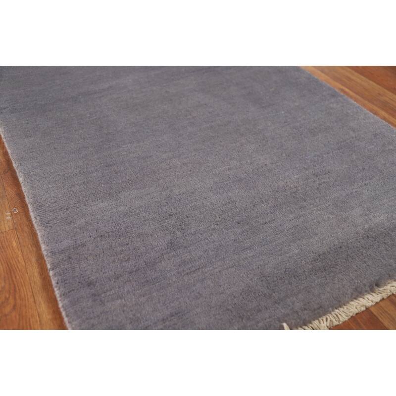 Gray Blue Gabbeh Modern Runner Rug Handmade Wool Carpet - 2'7" x 9'8"
