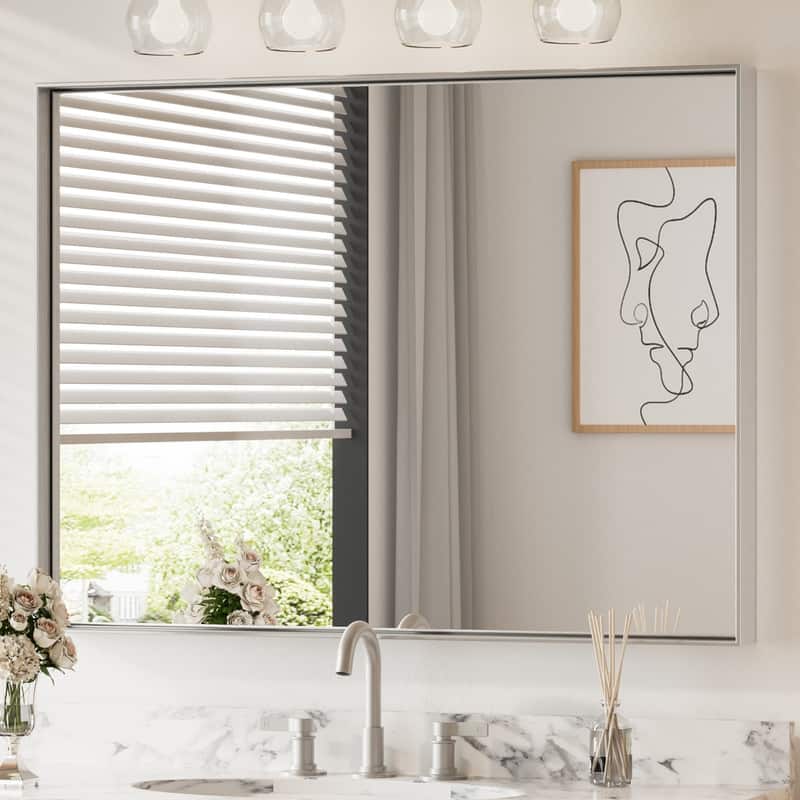 Keonjinn Aluminum Framed Wall Mount Bathroom Vanity Mirror