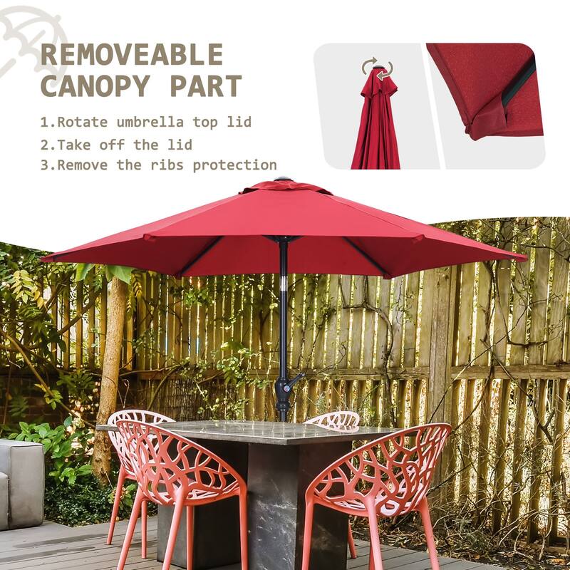 Autlaycil 7.5FT Solar Patio Umbrella with Base and Tilt,Crank
