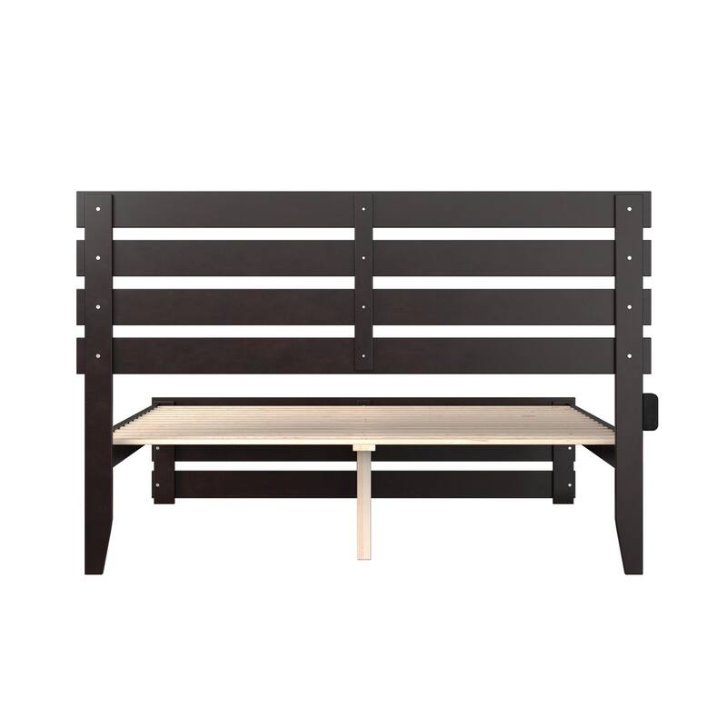 Victorian Bed with Footboard - Espresso Finish - Solid Wood Platform Bed Frame - Modern Farmhouse Style