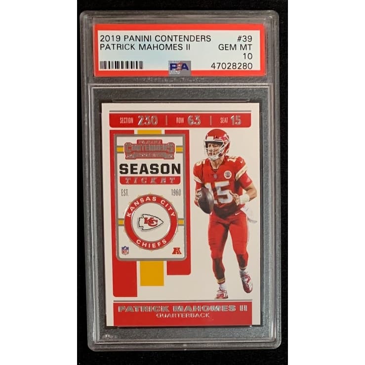 Patrick Mahomes 2019 Panini Contenders Football Card #39 Graded PSA 10 - 8'6" x 11'6"