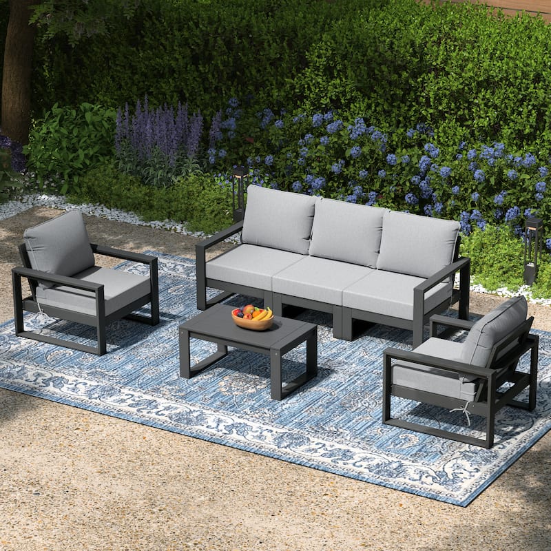 Endless Patio Sectional 6-Piece Deep Seating Set with Gray Frame