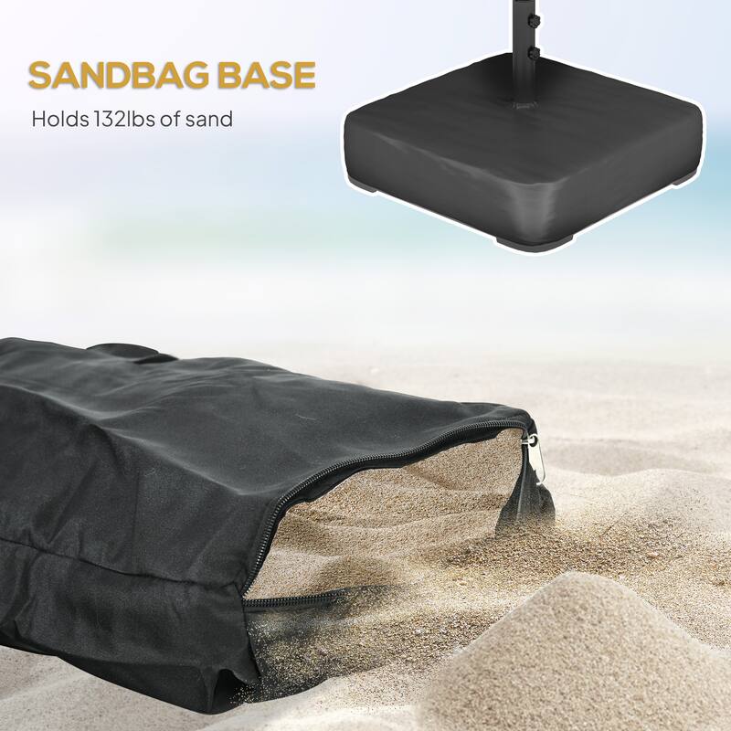 Outdoor Double-Sided Patio Umbrella with 40-Degree Tiltable Canopy 35 Solar LED Lights Steel Frame and Weighted Base