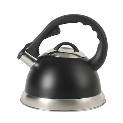 Oster Clarefield 2.4 Qt Whistling Tea Kettle with Lid, Heat-Resistant Nylon Handle and Knob, Stainless Steel Trim