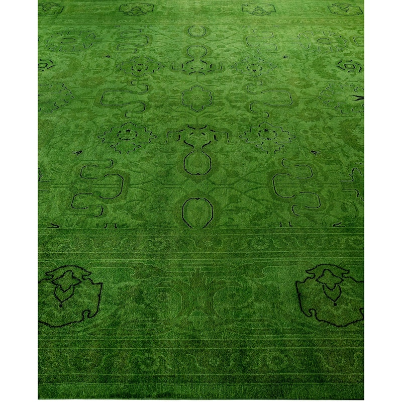 Overdyed One-of-a-Kind Hand-Knotted Area Rug - Green - 8' 2" x 10' 5"