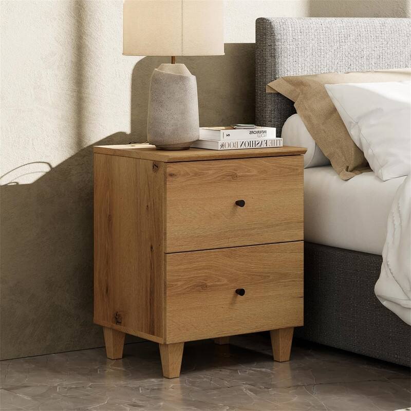 Nightstands with Charging Station - Oak Brown