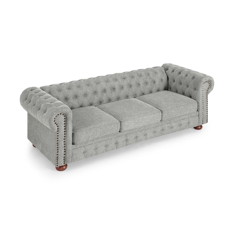 Chesterfield Sofa Tufted Upholstered PU 3-Seater Sofa