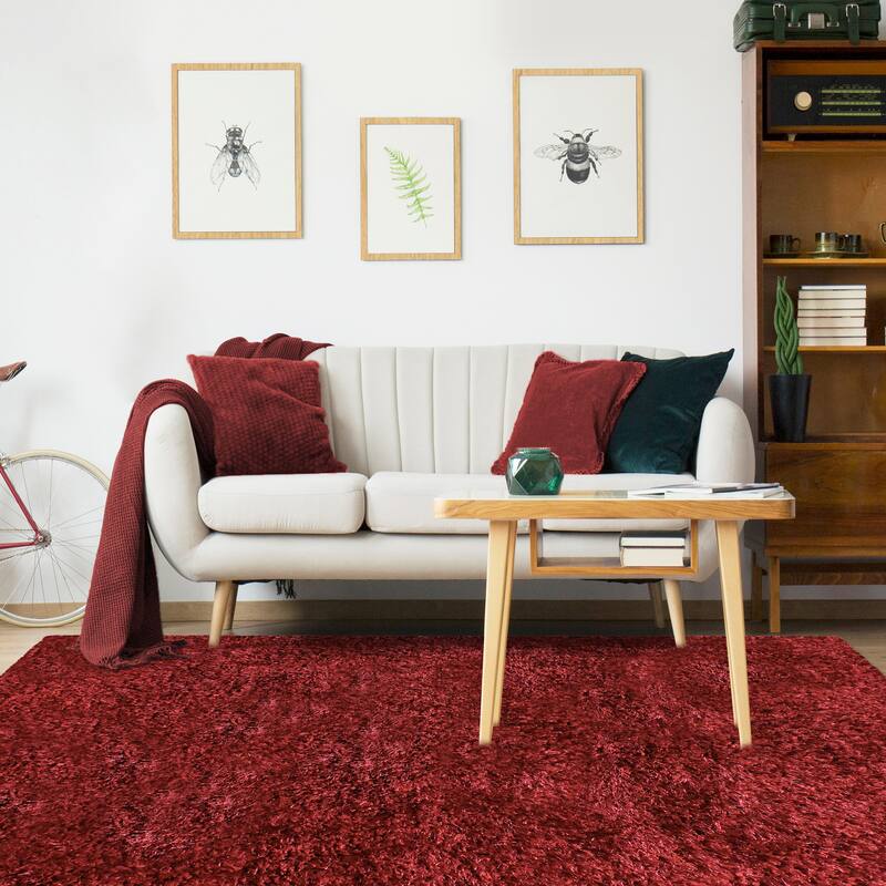 Superior Hand-tufted Plush Solid Shag Indoor Area Rug