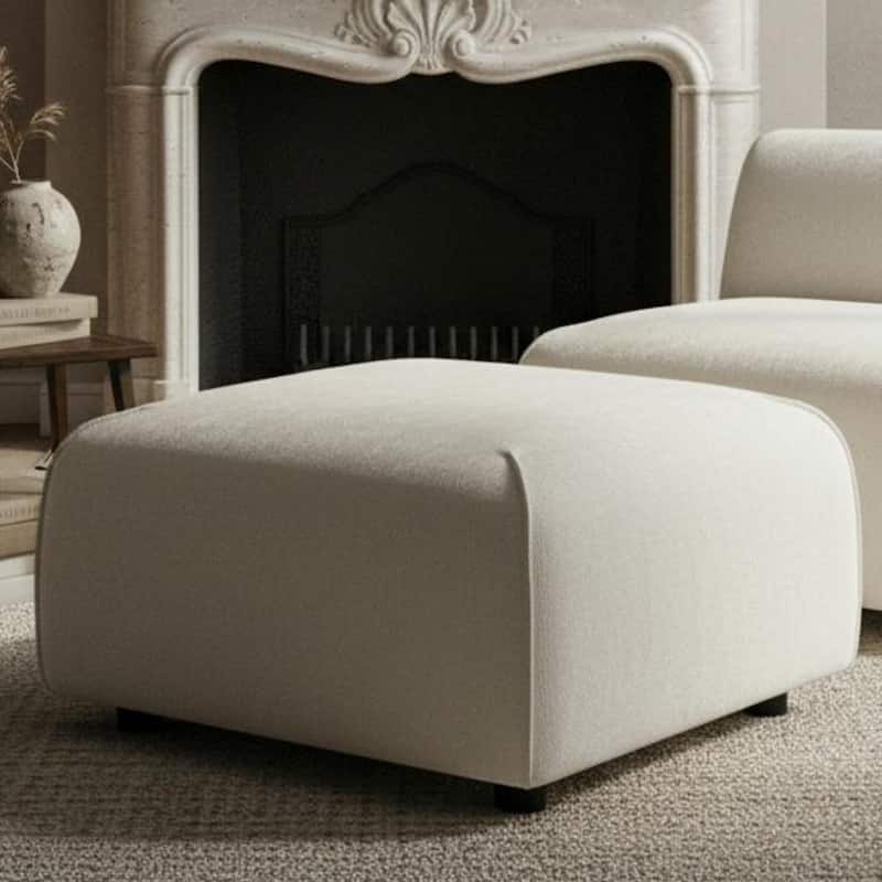 Christopher Knight Home - Marcella Modern Plush Upholstered Square Ottoman, Footrest, for Living Rooms, Bedrooms, Home Offices