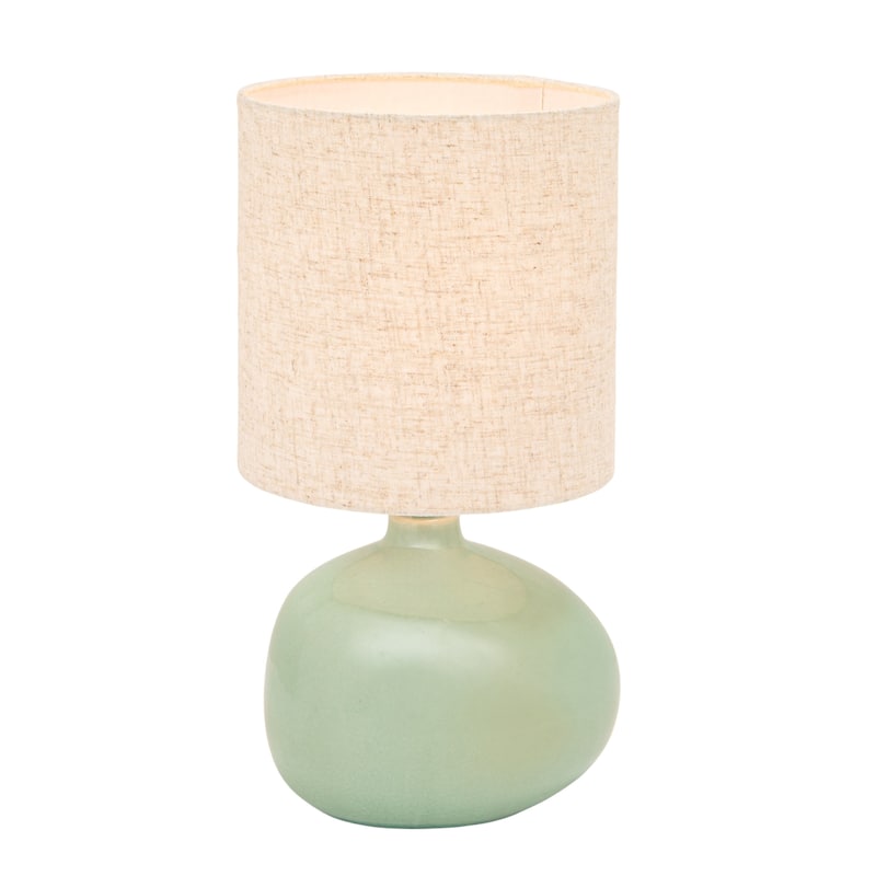 Stoneware Table Lamp with Linen Shade and Inline Switch