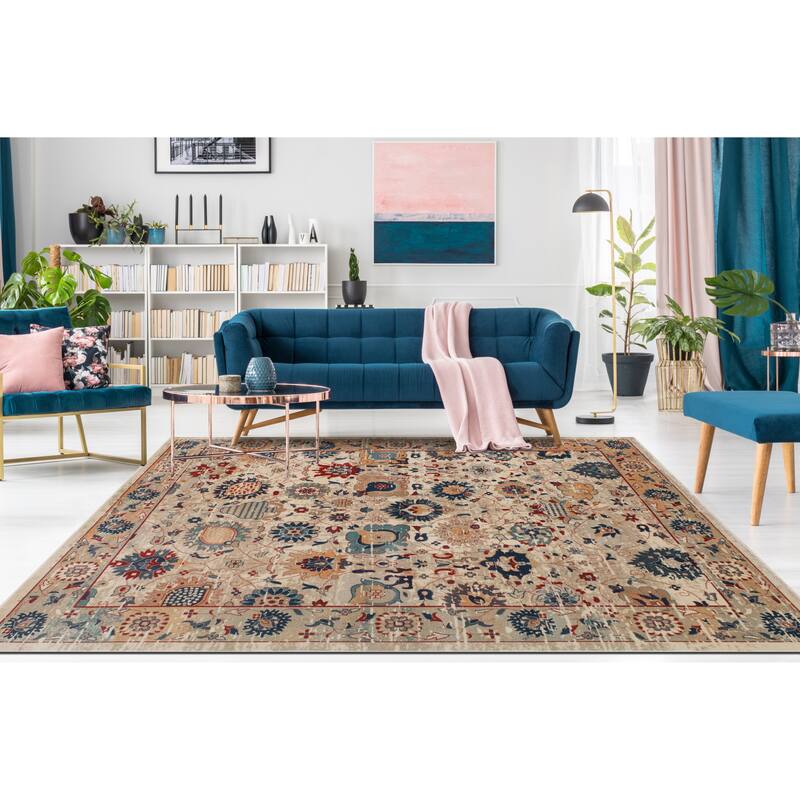 Noori Rug Soho Distressed Evangelina Rug - 7'10" x 10'0" - Ivory/Blue