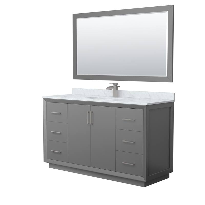 Wyndham Collection WCF414160S-NAT-UNSM58 Strada 60" Free Standing - Dark Gray / Brushed Nickel Hardware