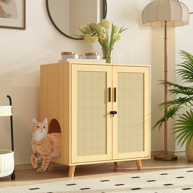 Litter Box Enclosure Cat Litter Box Furniture End Table Sofa Tbale - Brown