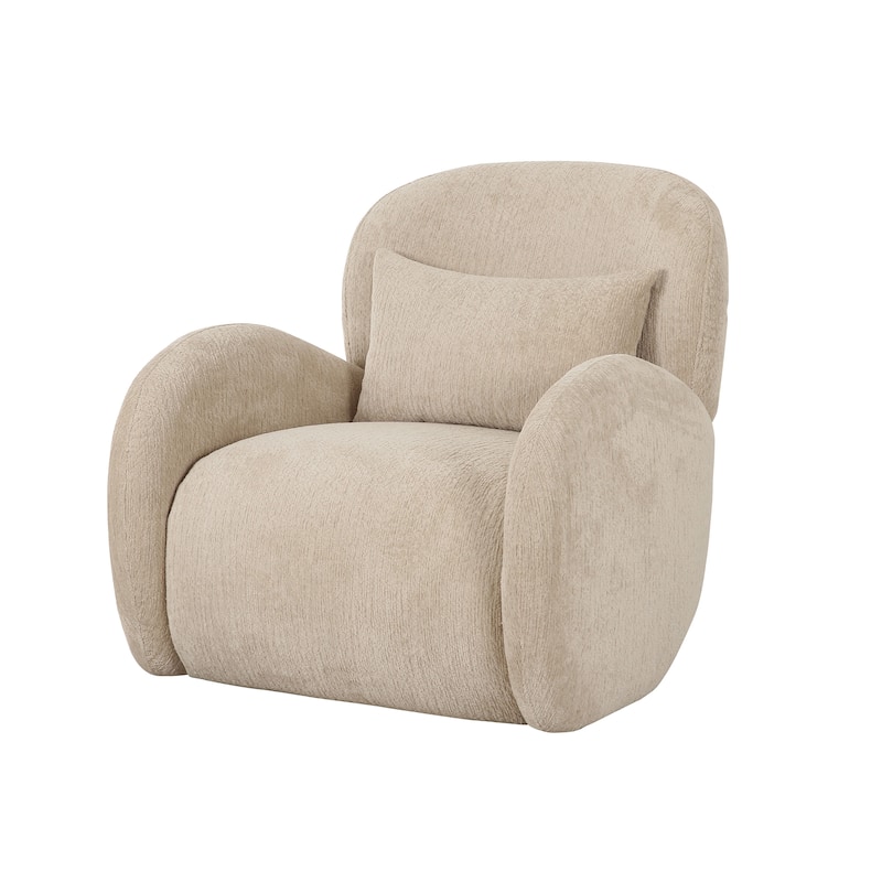 Pasargad Home Moderno Beige Accent Chair with Matching Cushion - W36"xD32"xH30" - Brown
