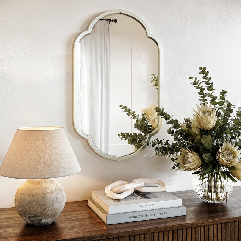 Elise Metal Arched Oval Modern Wall Mirror - 31.5"H x 20"W x 1.25"D