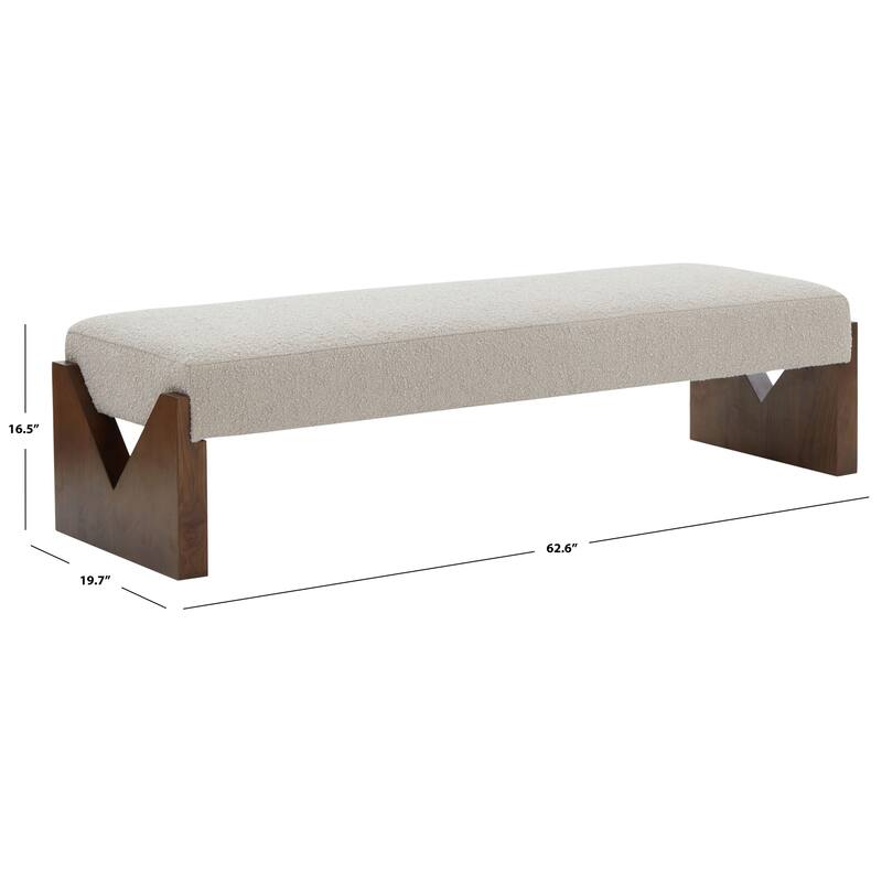 SAFAVIEH Couture Alayna Boucle Bench - 63"W x 20"D x 17"H