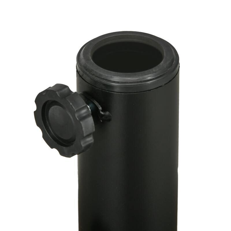 64 lbs. Patio Umbrella Base with Steel Umbrella Holder, Round Umbrella Stand for 1.5" or 2" Umbrella Poles, Brown