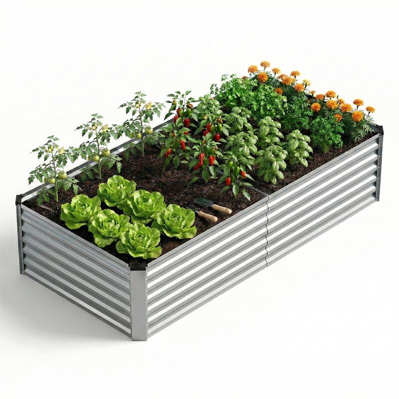 Pocassy Outdoor Metal Raised Garden Bed Planter Box for Vegetables.