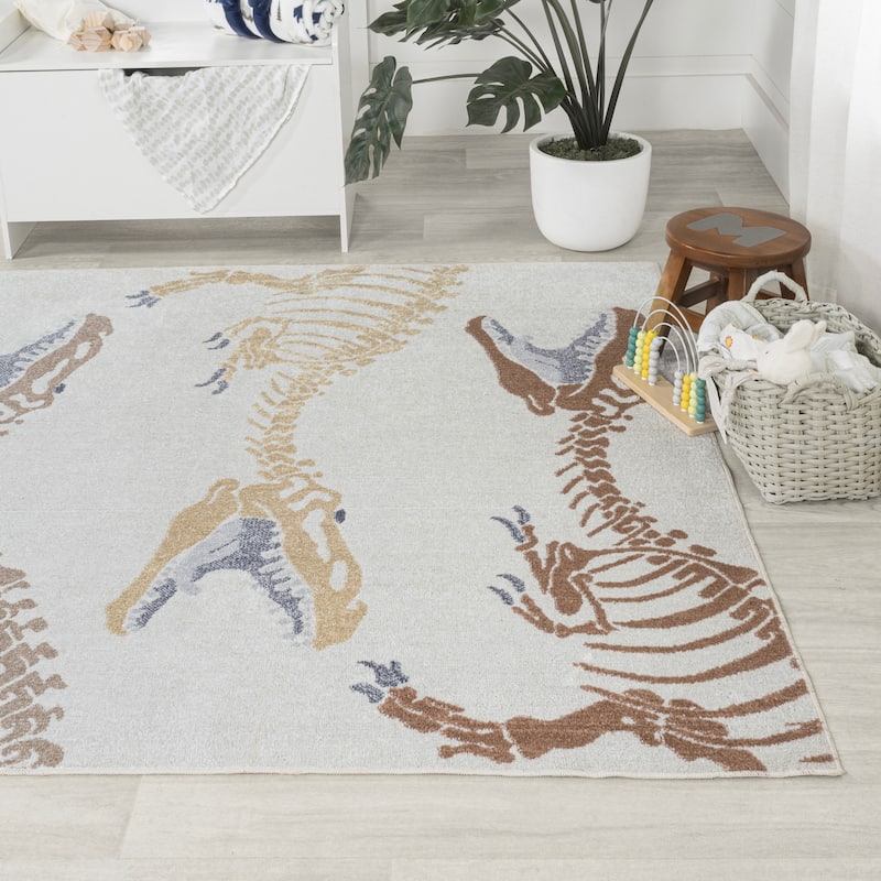 JONATHAN Y Duenas T-Rex Modern Kids Machine-Washable Area Rug
