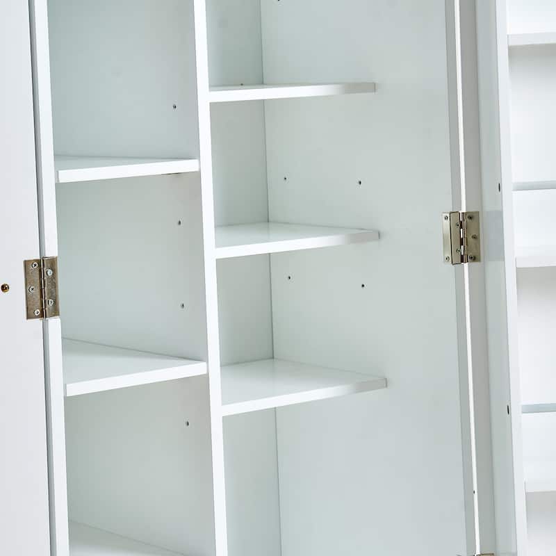 White Freestanding Pantry Cabinet Doors Adjustable Shelves Kitchen Dining Craft Room Storage