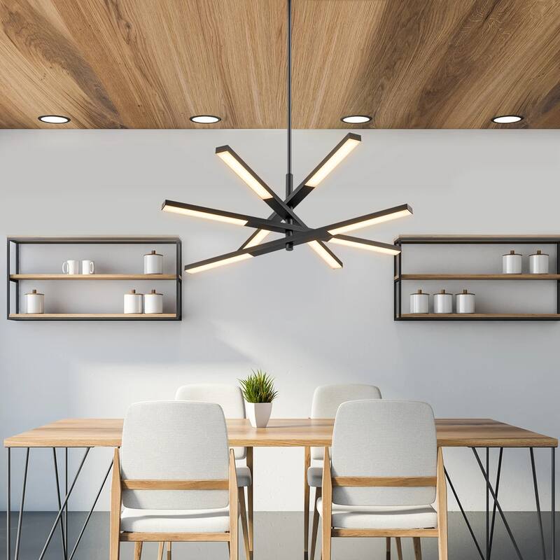 Modern Tiered Linear Sputnik Cluster Integrated LED 3000K Warm Light Chandelier