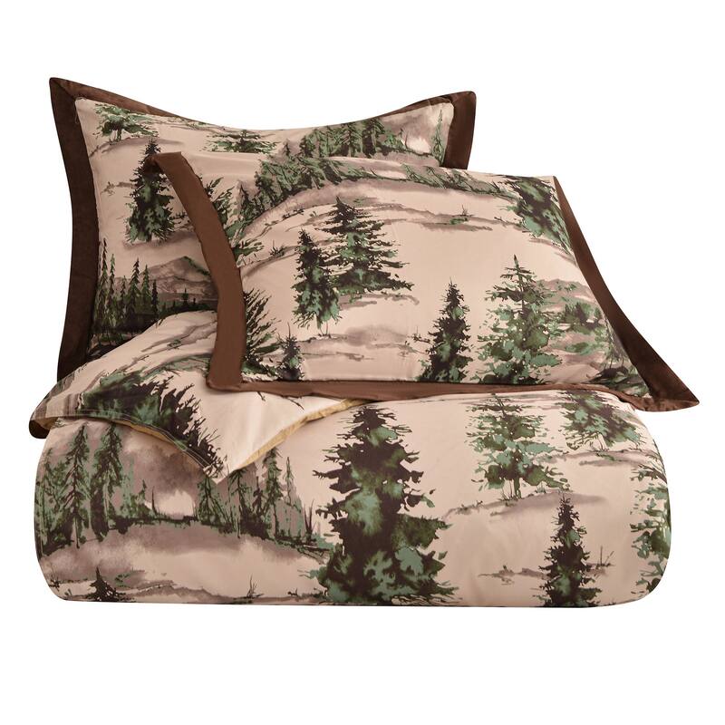 Paseo Road Joshua Pine Tree Print Western Lodge Rustic Cabin Cotton 3 Piece Comforter Set