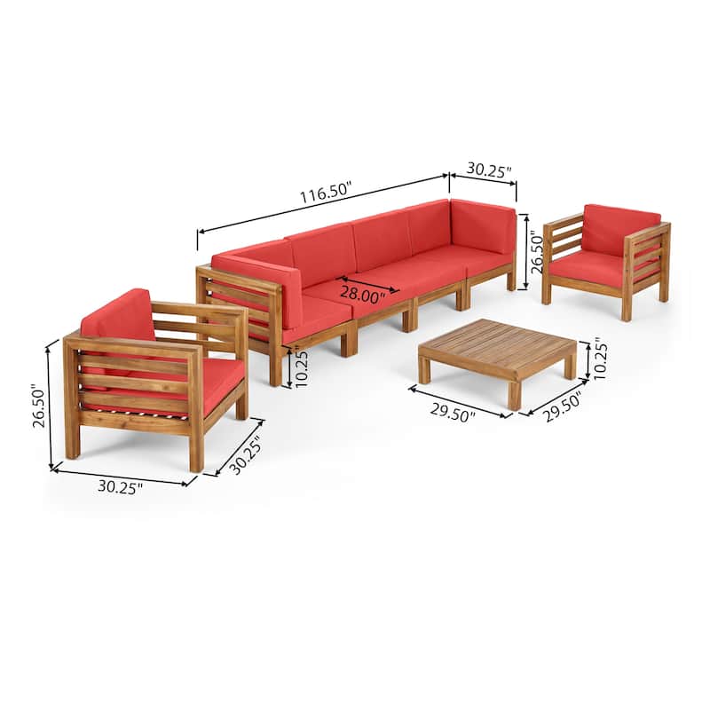 Oana Outdoor 6-seat Acacia Wood Sofa and Club Chair Chat Set by Christopher Knight Home