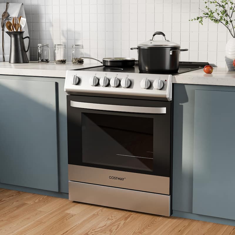 Costway Electric Range 30" Freestanding & Slide-in Kitchen Stove with - Black and Silver - See Details