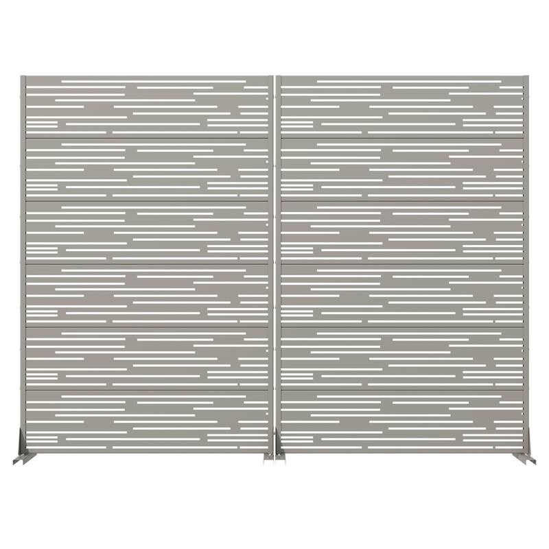 Outdoor Privacy Screen with Stand for Patio Garden Metal Fence Set of 2