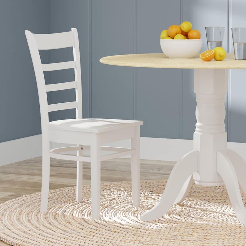 5-Piece Dining Set, 42" Round Drop-Leaf Table and Slat Back Chairs