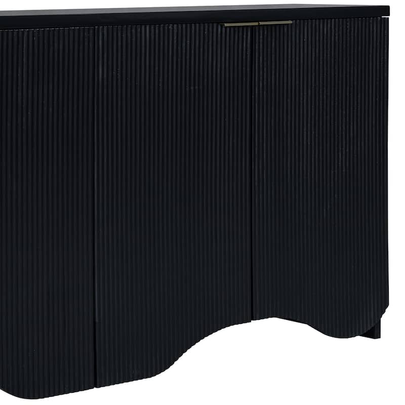 Vertical Stripes and Wavy Design of a Four-Door Cabinet Cabinet