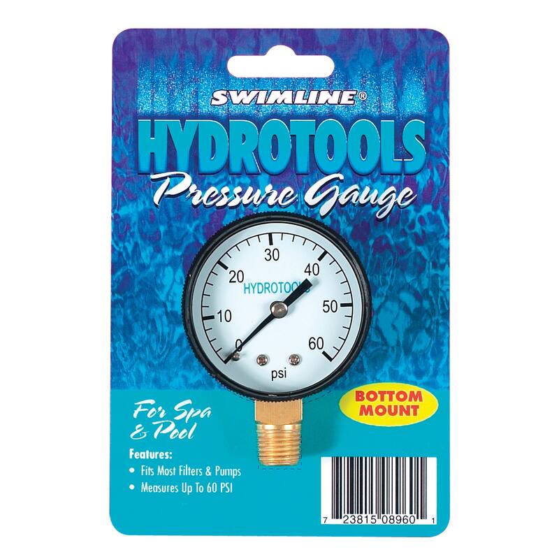 2.75-Inch Black 60PSI HydroTools Bottom Mount Pressure Gauge Swimming Pool Filter Pump Accessory