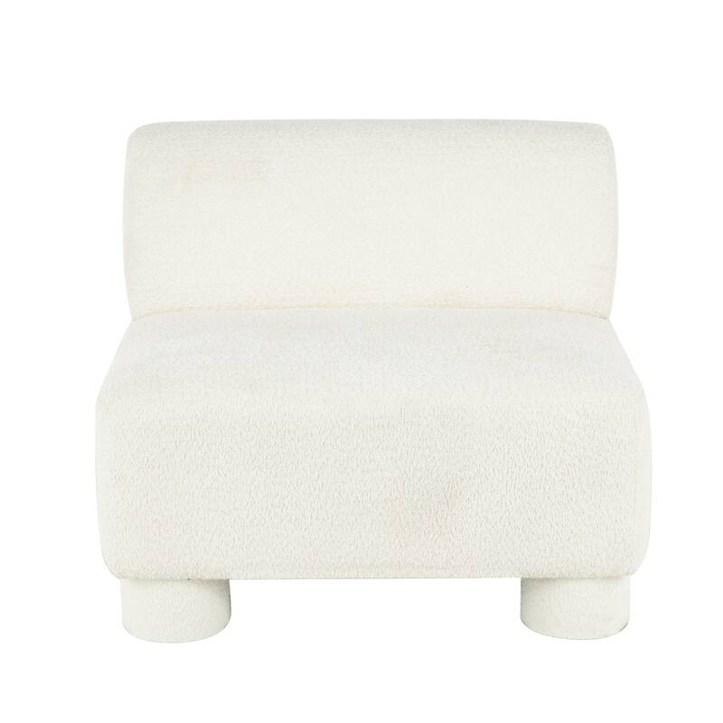 White Polyester Square Boucle Living Room Accent Chair