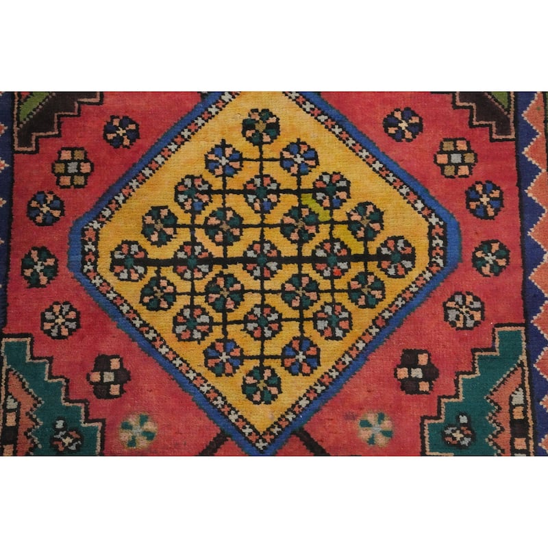 Hand Knotted Oriental 100% Wool Carpet Traditional Geometric Pink Tabriz Runner Rug - 10' 0'' X 2' 5''