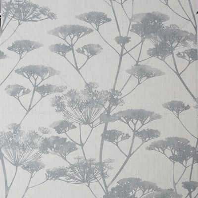 Meadow Silhouette Blue and Grey Wallpaper
