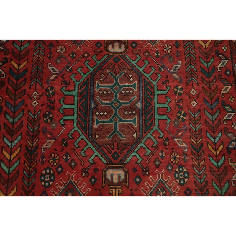 Hand Knotted Oriental 100% Wool Carpet Traditional Geometric Red Heriz Area Rug - 12' 9'' X 5' 1''
