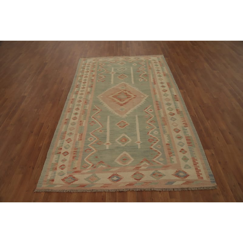 Hand Woven Oriental 100% Wool Carpet Southwestern Tribal Multi-Colored Kilim Area Rug - 8' 0'' X 4' 10''