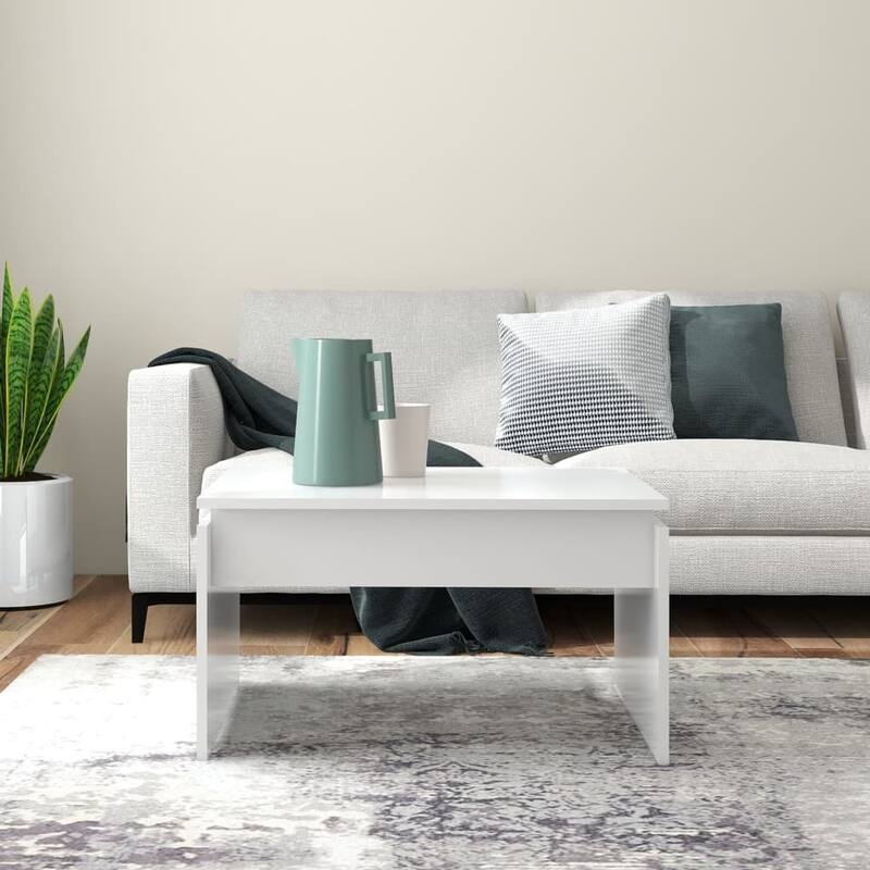 vidaXL Coffee Table White Engineered Wood 26.8 x 19.7 x 15.0 in Simple - 19.7 x 26.8 x 15.0 in