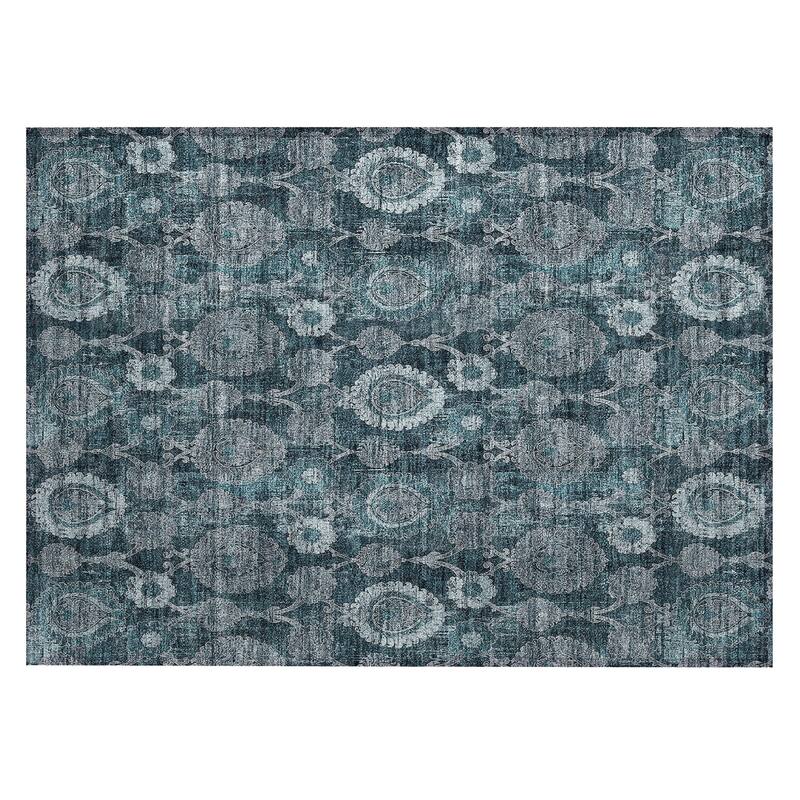 Machine Washable Indoor/ Outdoor Chantille Casual Floral Rug
