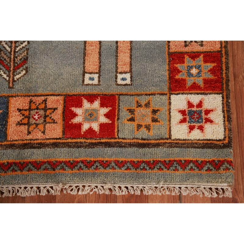 Hand Knotted Oriental 100% Wool Carpet Traditional Tribal Greys & Charcoal Heriz (serapi) Runner Rug - 9' 11'' X 4' 1''