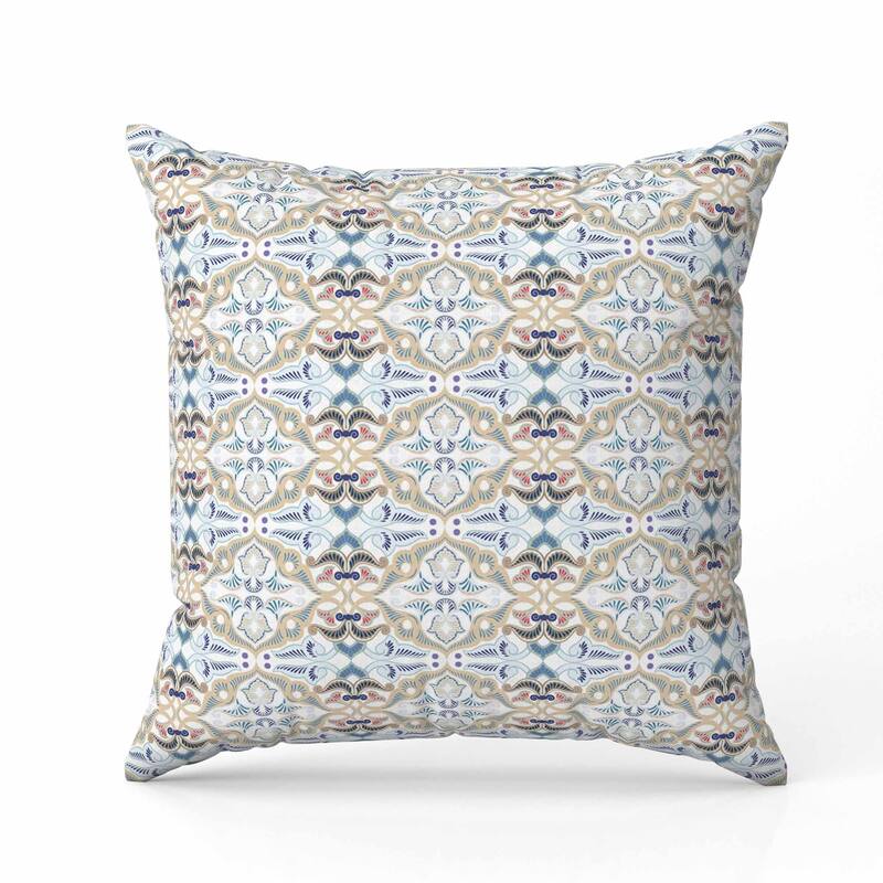 Floral Elegance Faux Suede Reversible Throw Pillow White and Beige
