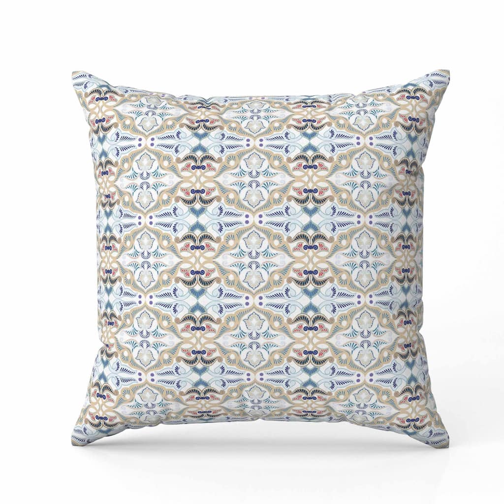 Floral Elegance Faux Suede Reversible Throw Pillow White and Beige