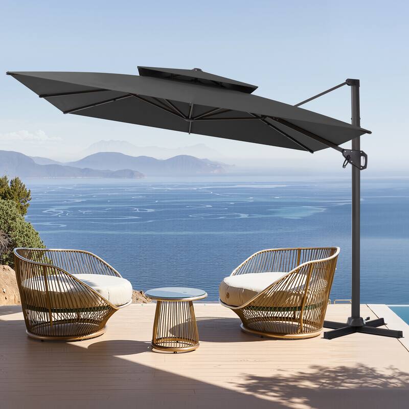 Pellebant 10'X10 FT Outdoor Patio Square Cantilever Umbrella with Double Top
