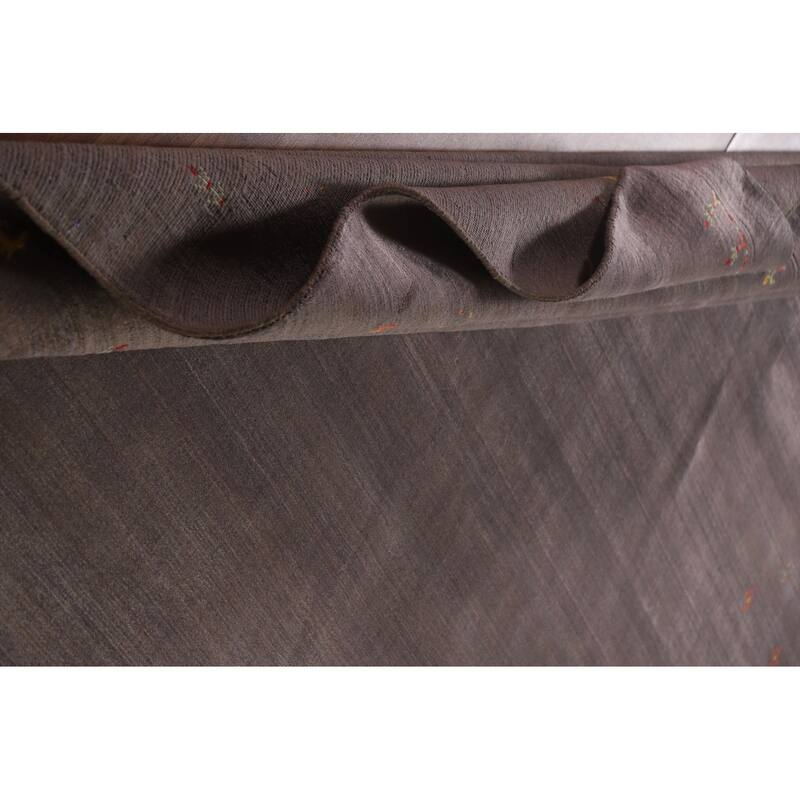 Brown Gabbeh Area Rug Handmade Wool Carpet - 8'1"x 9'10"