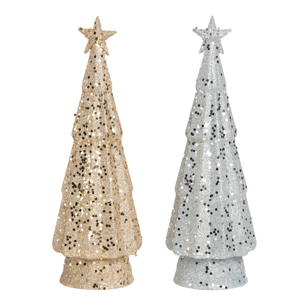 Transpac Plastic Light Up Tree w/Star Set of 2 Christmas Home Decorations