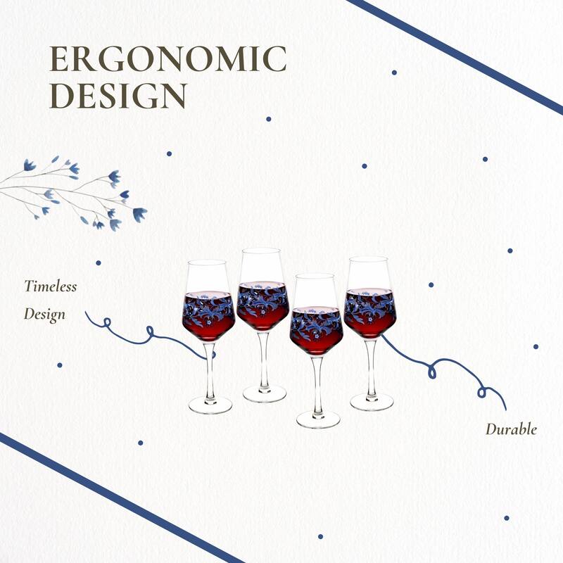 Spode Set of 4 Blue Italian Wine Glasses - 16 oz.