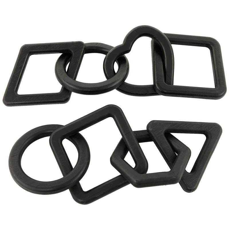 CosmoLiving by Cosmopolitan Geometric Wood Chain Sculpture (Set of 2, Set of 3) - Black, White, Brown